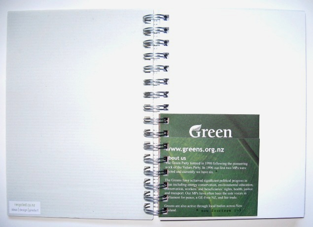 Inside the recycled coreflute notebooks for the vintage range.